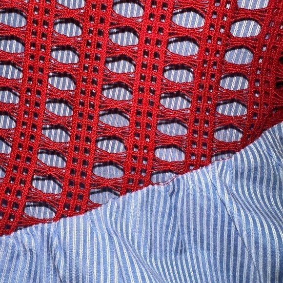 Anthropologie MAEVE Artsy Striped Poplin Crochet Colorful Blouse Top Sz XS - Picture 6 of 8